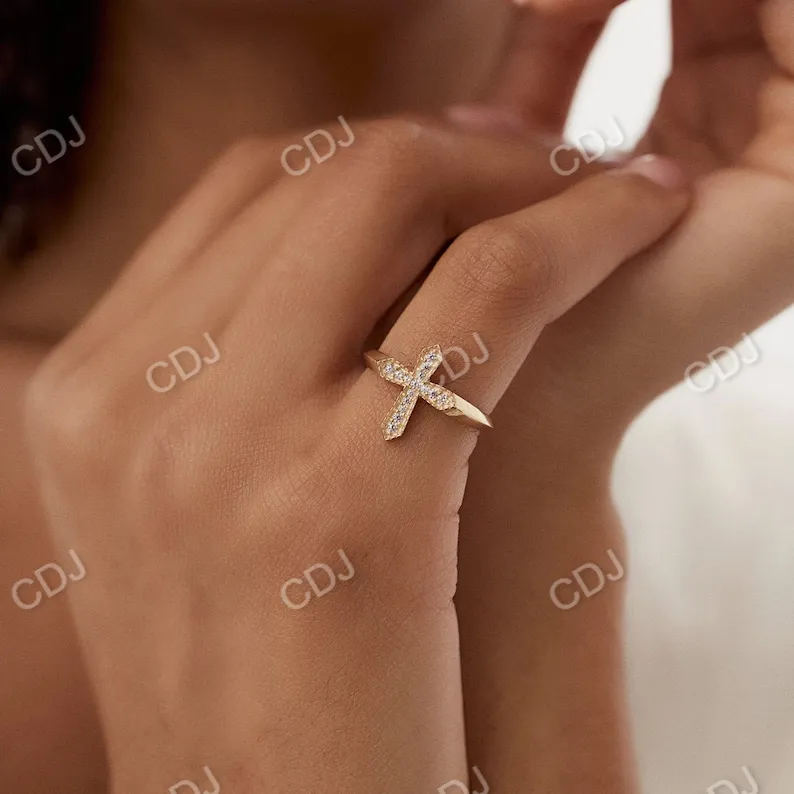 0.18CTW Pave Setting Religious Lab Grown Diamond wedding Ring