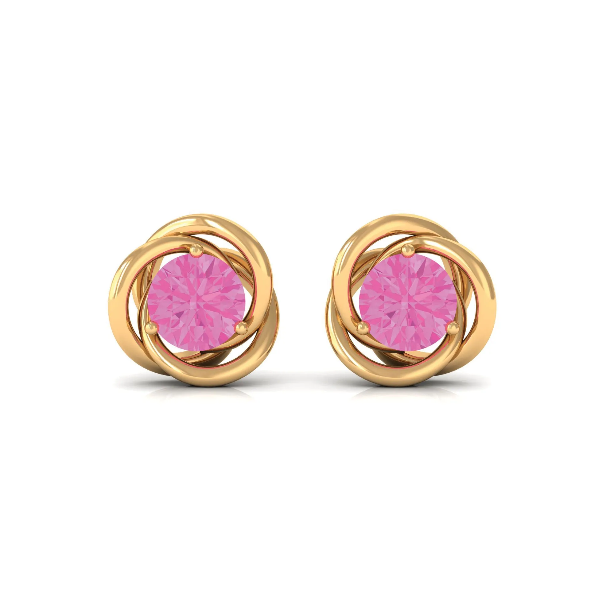 0.75 CT Pink Sapphire Swirl Stud Earrings in Prong Setting