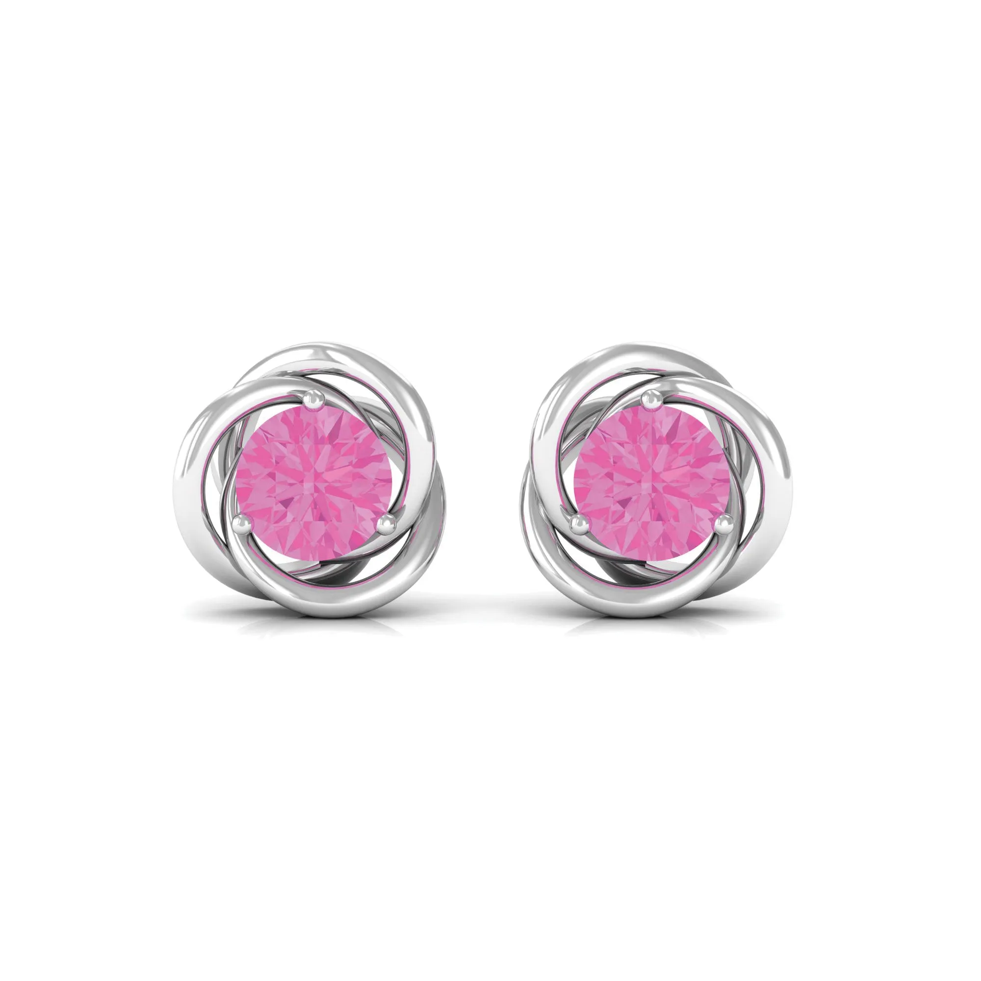 0.75 CT Pink Sapphire Swirl Stud Earrings in Prong Setting