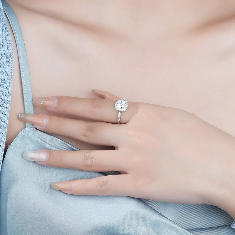 1 carat moissanite flower ring for women 925 sterling silver elegant and high-end ring