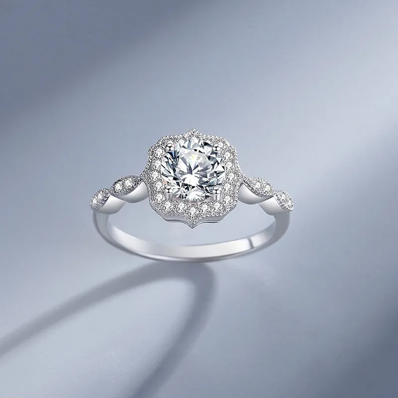 1 carat moissanite flower ring for women 925 sterling silver elegant and high-end ring