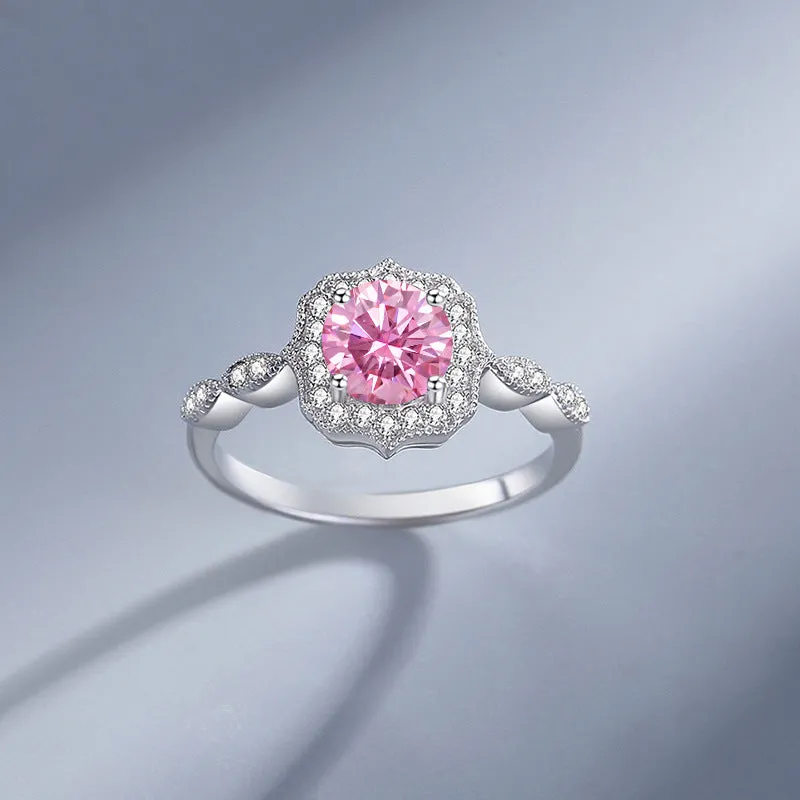 1 carat moissanite flower ring for women 925 sterling silver elegant and high-end ring