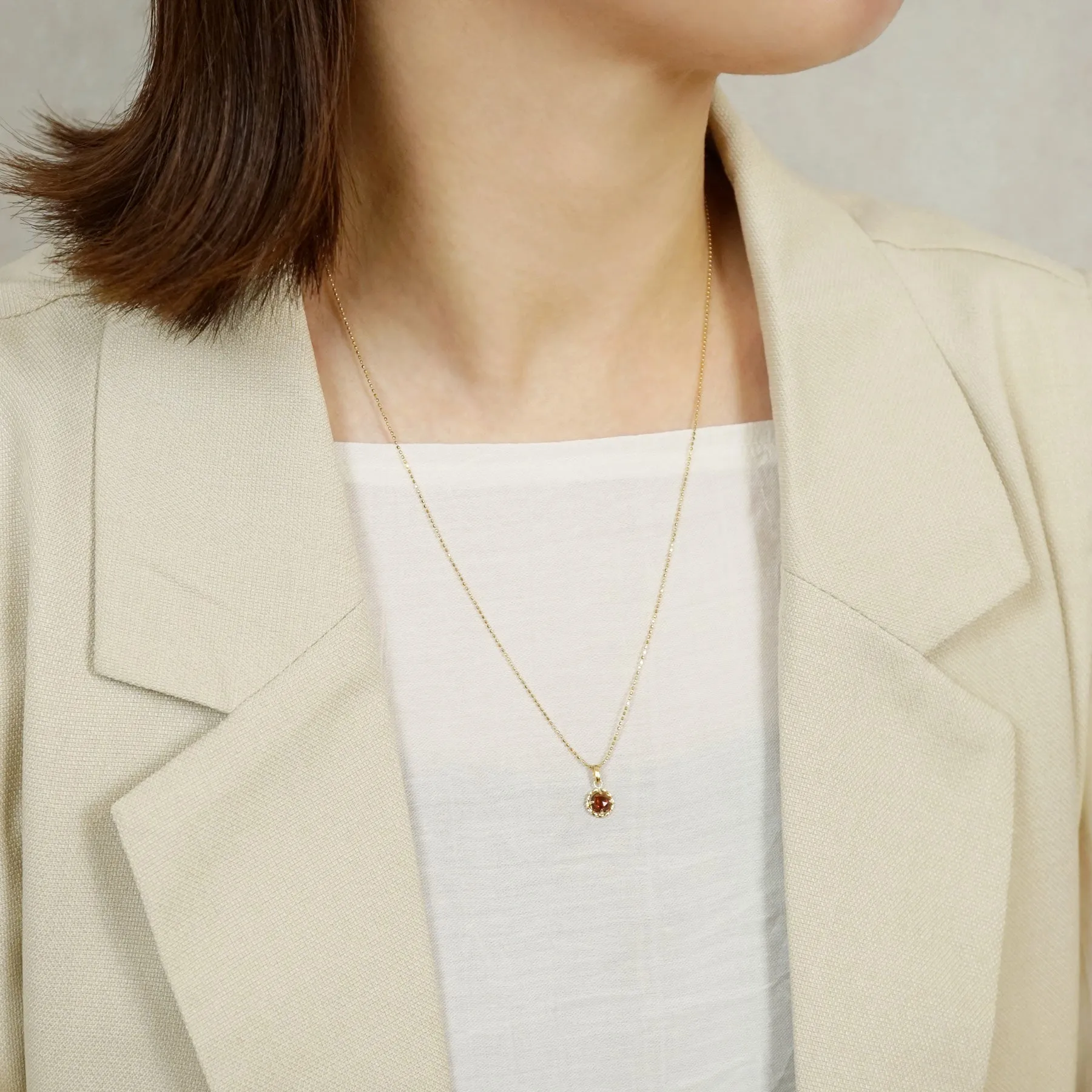 10K Garnet Necklace Charm (Yellow Gold)