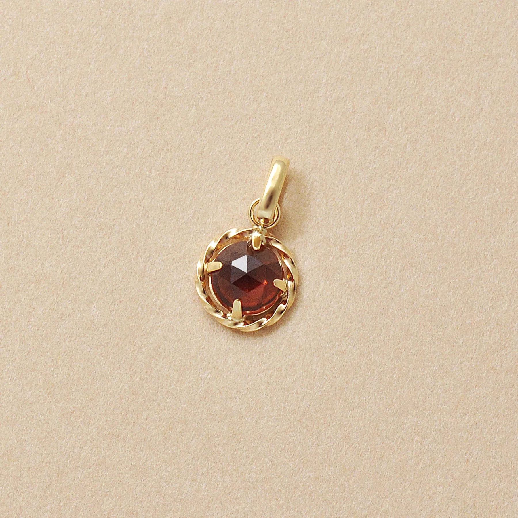 10K Garnet Necklace Charm (Yellow Gold)