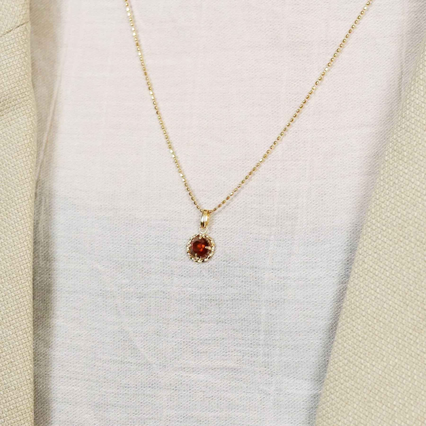 10K Garnet Necklace Charm (Yellow Gold)
