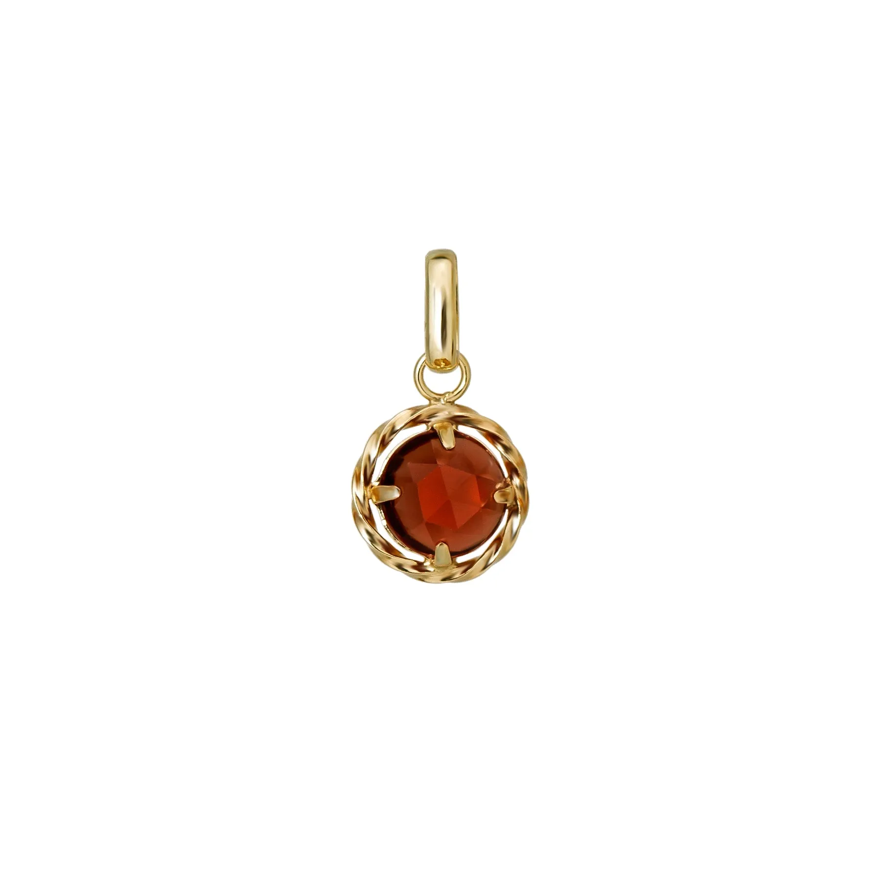 10K Garnet Necklace Charm (Yellow Gold)