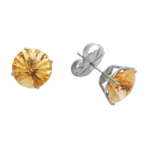 10mm Round Citrine Sterling Silver Earrings