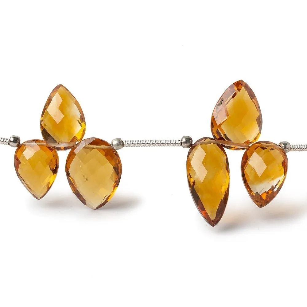10x8-14x9mm Madeira Citrine Shoulder Drilled Faceted Pear Beads 7 inch 18 pieces AAA
