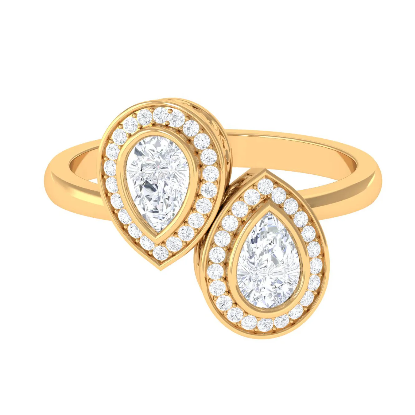 1.25 CT Pear Cut Moissanite Two Stone Engagement Ring