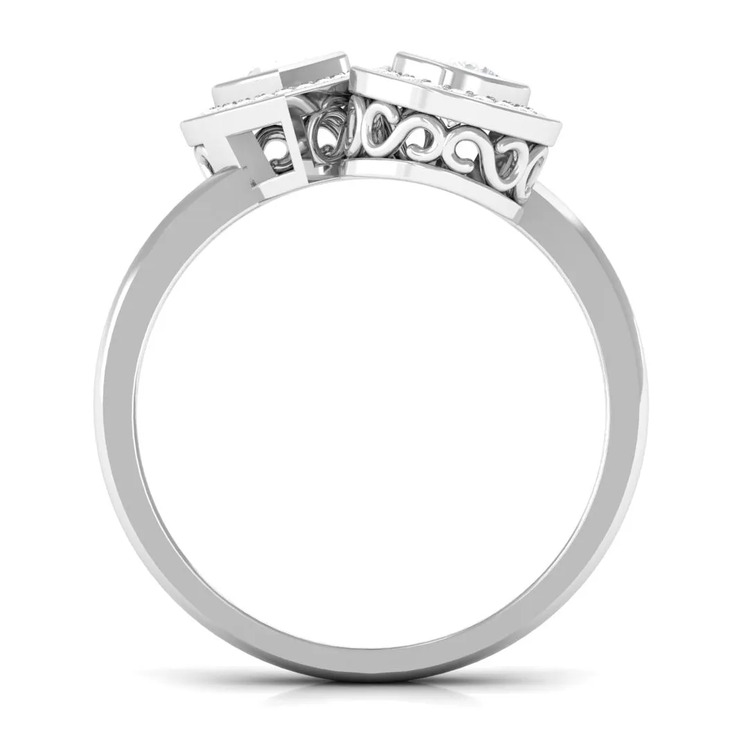 1.25 CT Pear Cut Moissanite Two Stone Engagement Ring