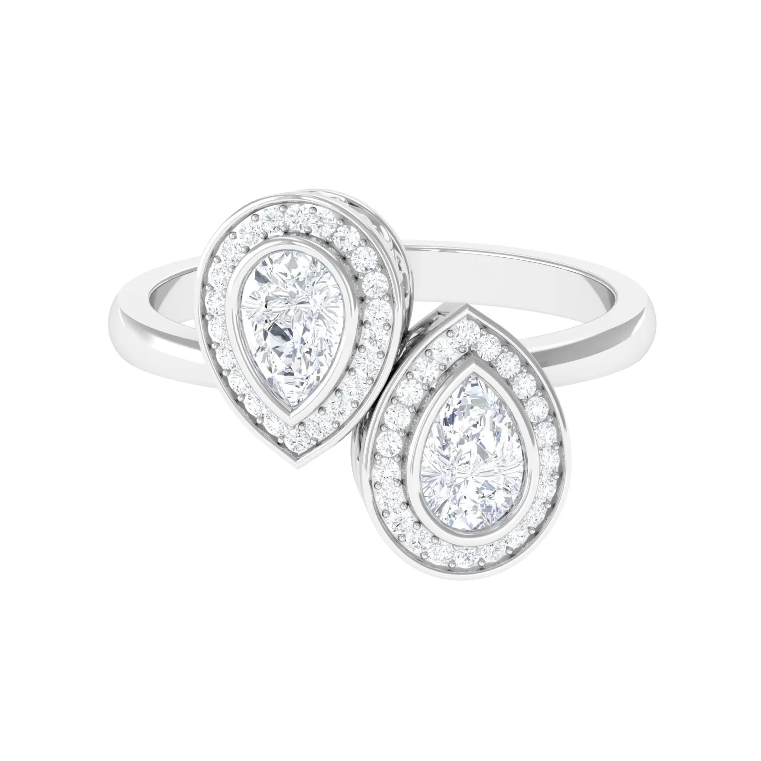 1.25 CT Pear Cut Moissanite Two Stone Engagement Ring