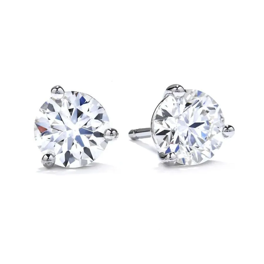1.42ct Round Brilliant Cut Diamond Solitaire 18ct White Gold Stud Earrings