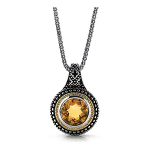 14K And 925 Sterling Silver Pendant With Citrine (141P114808CT)