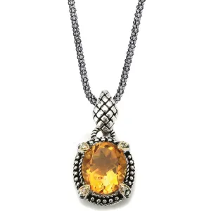 14K And 925 Sterling Silver Pendant With Citrine (141P114814CT)