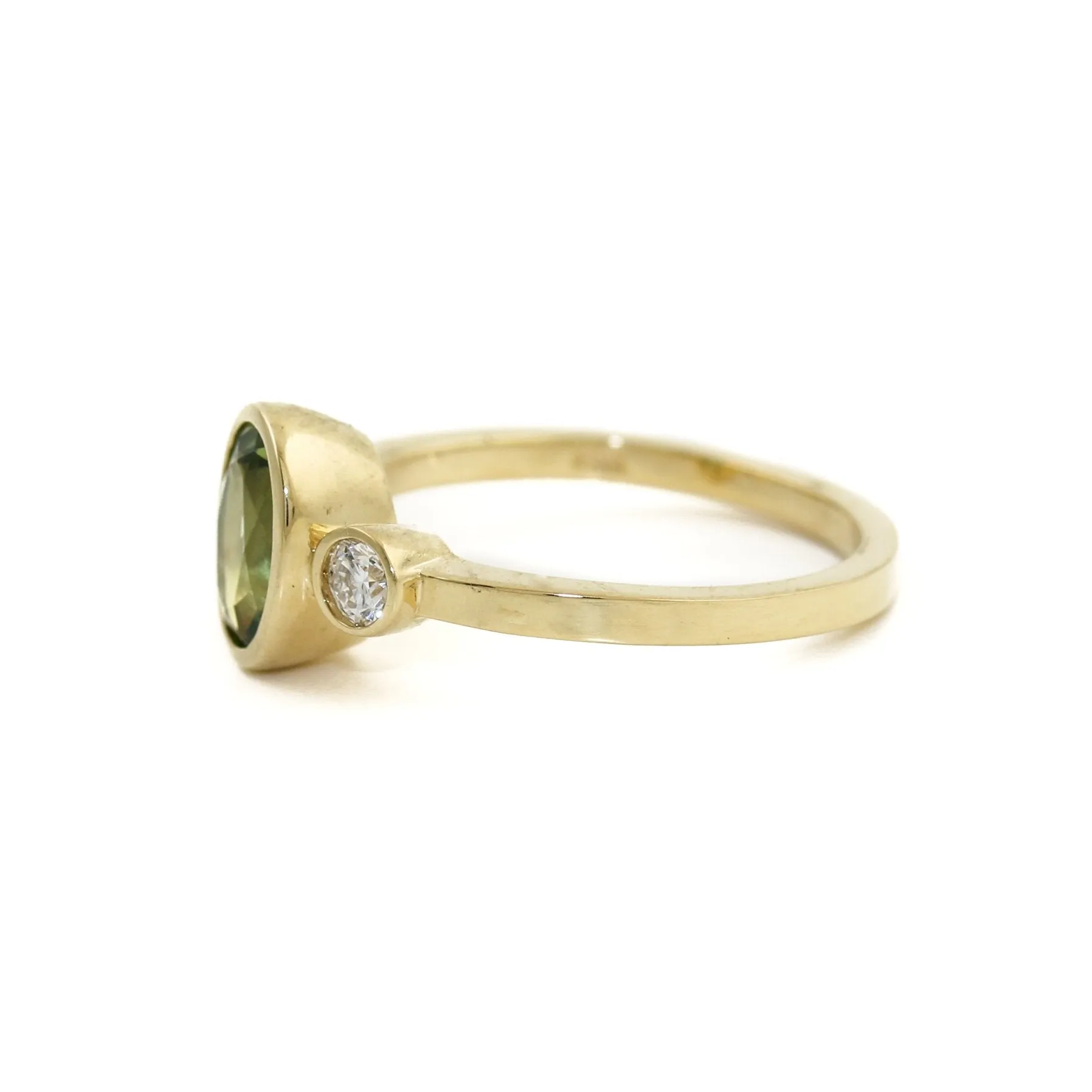 14K Australian Sapphire x Diamonds Ring