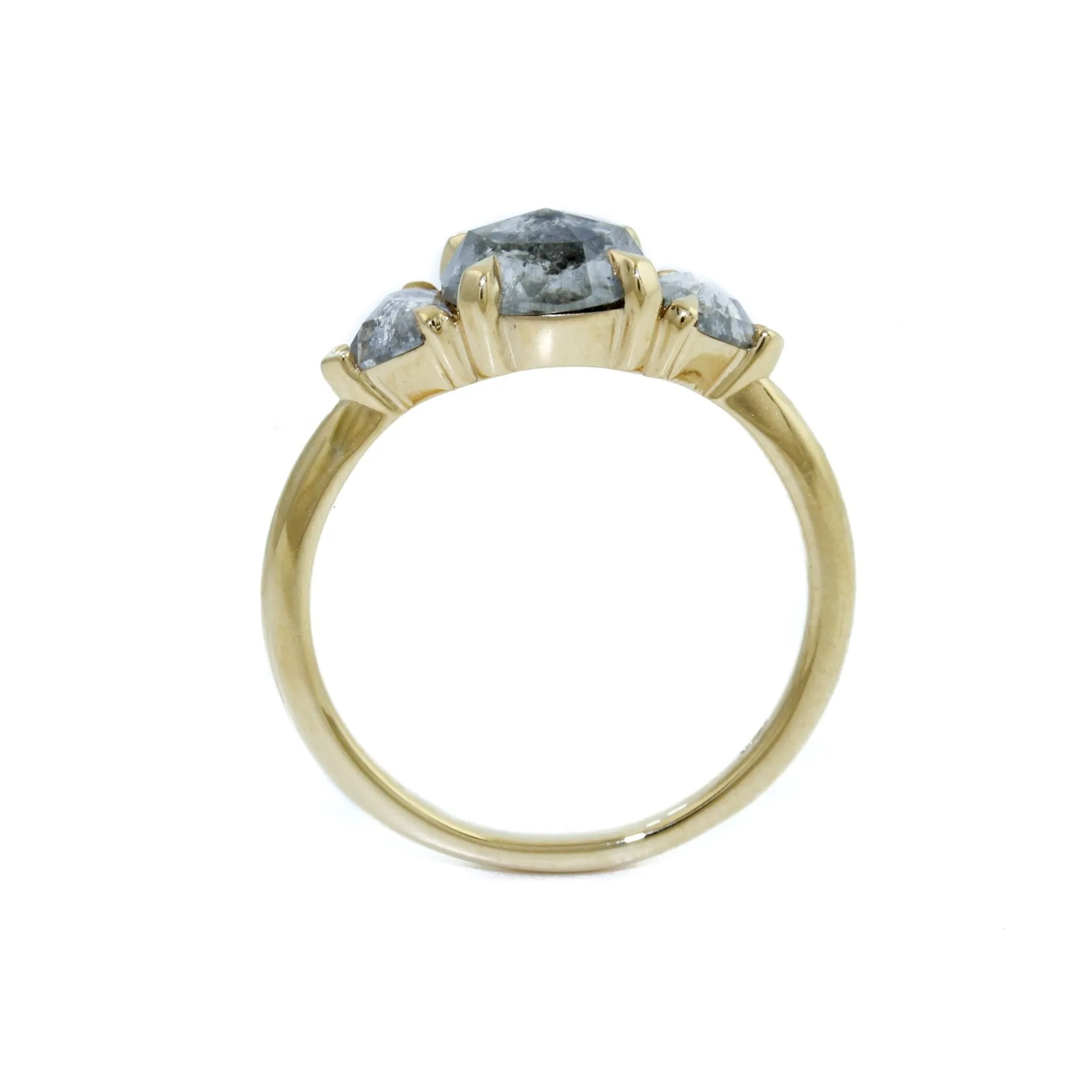 14K Gold Rose Cut Salt & Pepper Diamond Ring by Kingdom