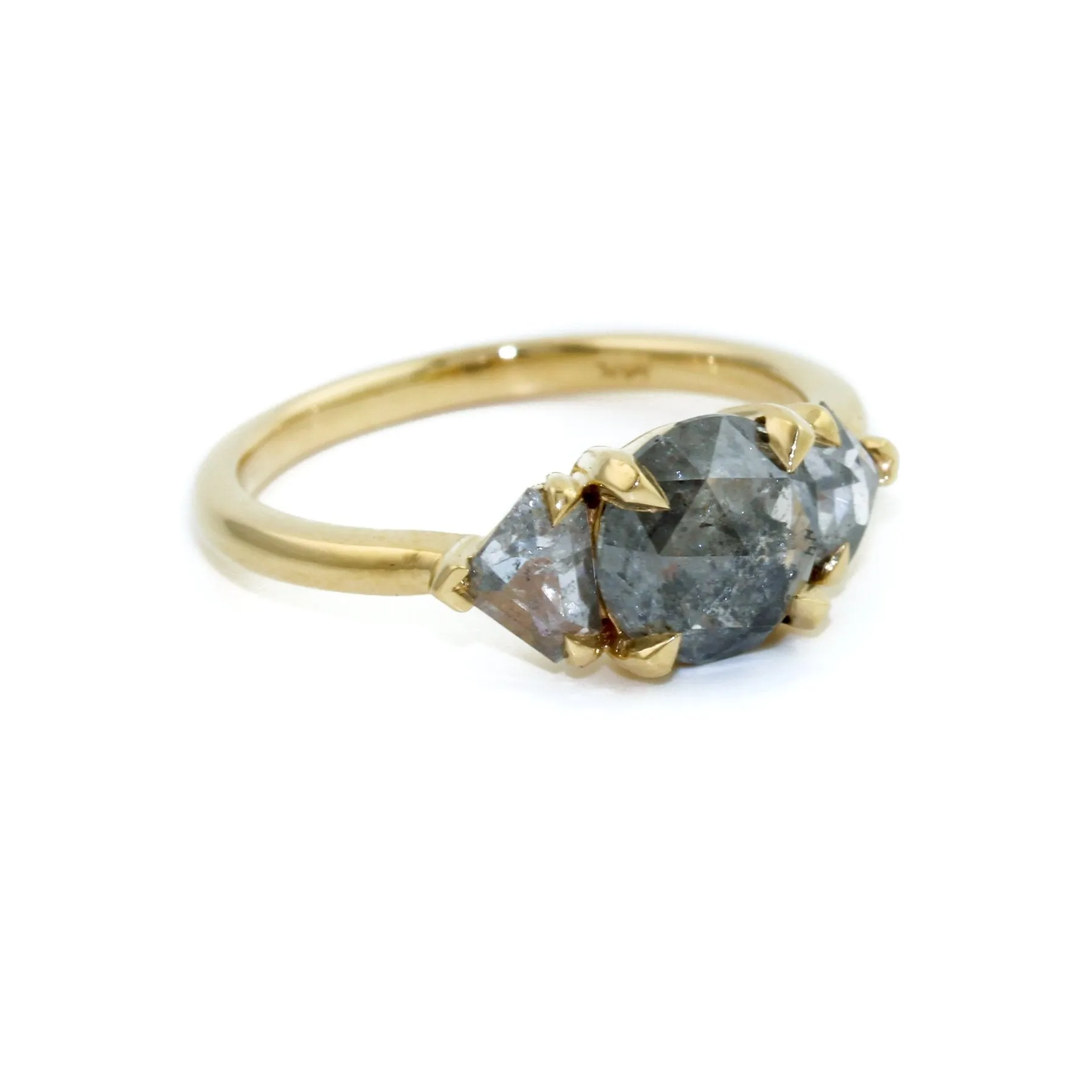 14K Gold Rose Cut Salt & Pepper Diamond Ring by Kingdom