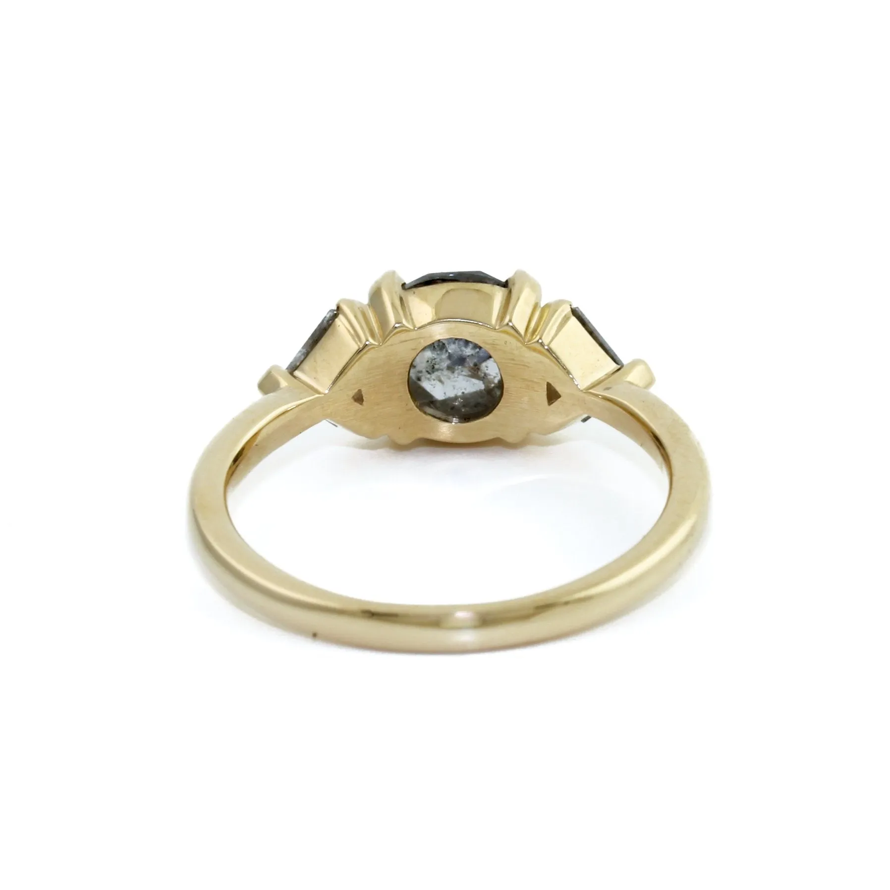 14K Gold Rose Cut Salt & Pepper Diamond Ring by Kingdom