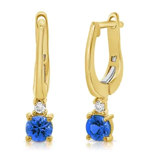 14K Gold Sapphire & Diamond Earring