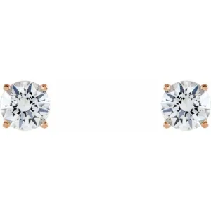 14K Rose 5 mm Natural White Sapphire Stud Earrings with Friction Post