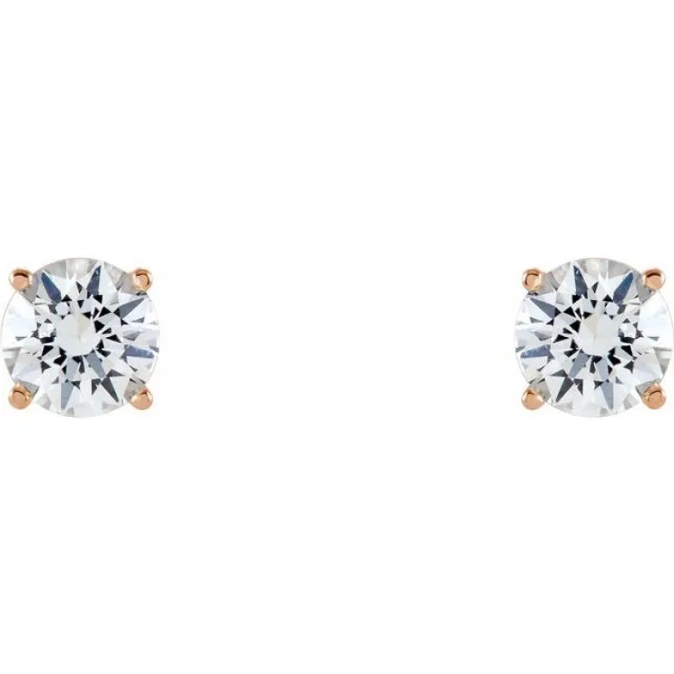 14K Rose 5 mm Natural White Sapphire Stud Earrings with Friction Post