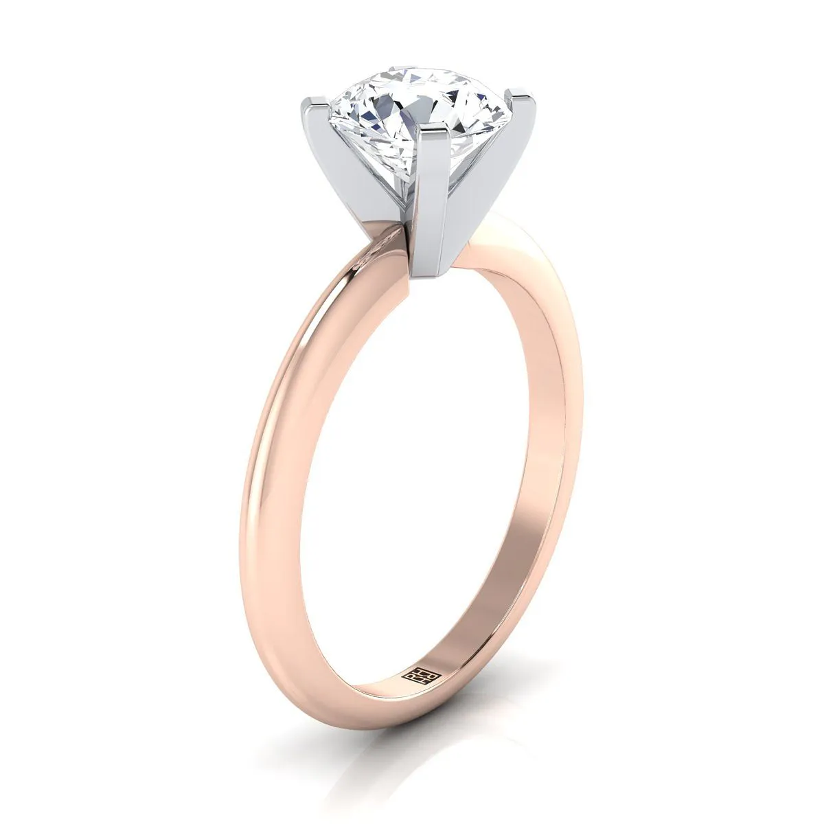 14K Rose Gold Round Brilliant  Classic Low Base Solitaire Engagement Ring