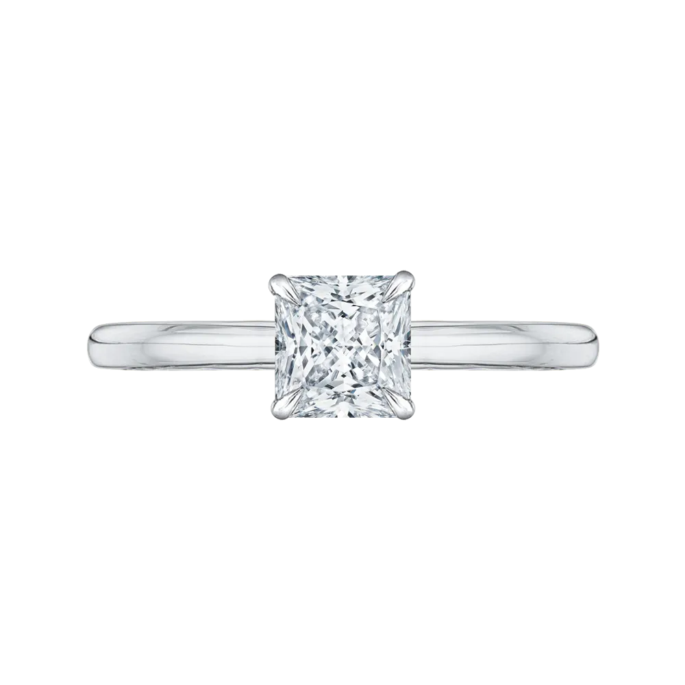 14K Two Tone Gold Princess Cut Diamond Solitaire Engagement Ring (Semi Mount)