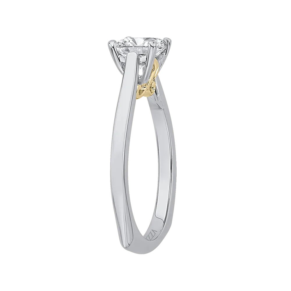14K Two Tone Gold Princess Cut Diamond Solitaire Engagement Ring (Semi Mount)