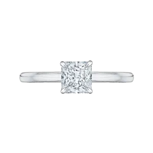 14K Two Tone Gold Princess Cut Diamond Solitaire Engagement Ring (Semi Mount)