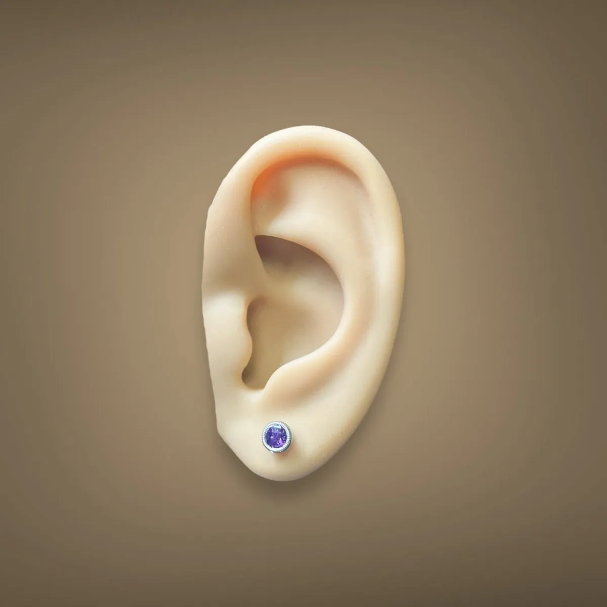 14K W Gold 0.48ctw 5mm Bezel Set Round Amethyst Earrings