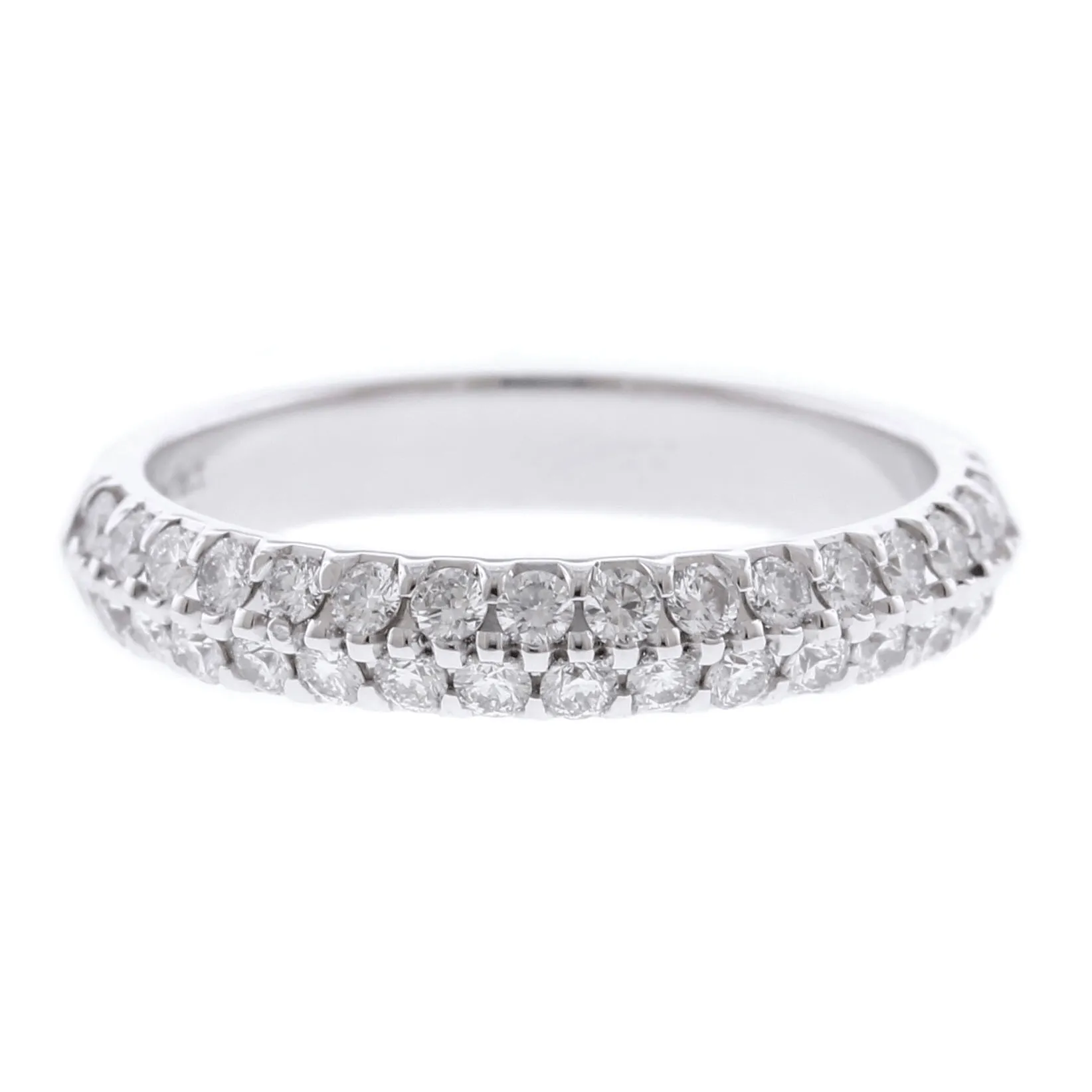 14K White Gold 2 Row Knife Edge Diamond Band