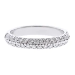 14K White Gold 2 Row Knife Edge Diamond Band