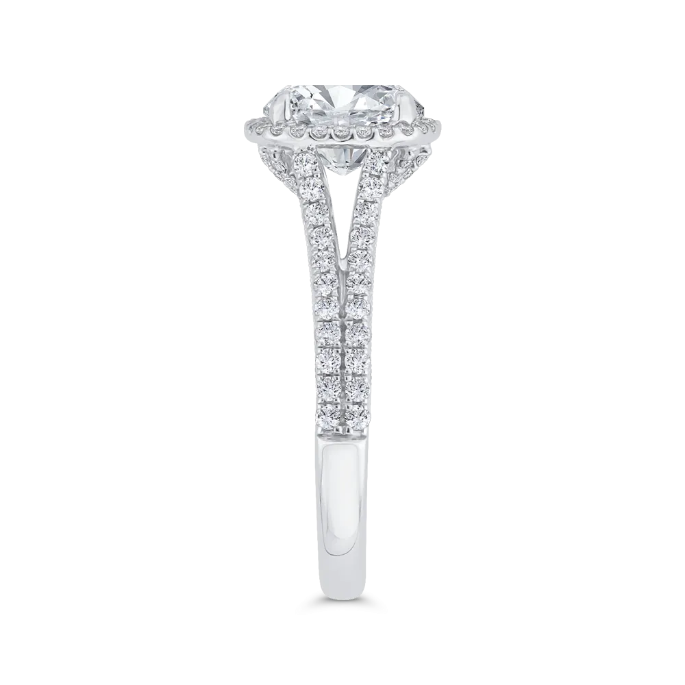 14K White Gold Diamond Halo Engagement Ring (Semi-Mount)