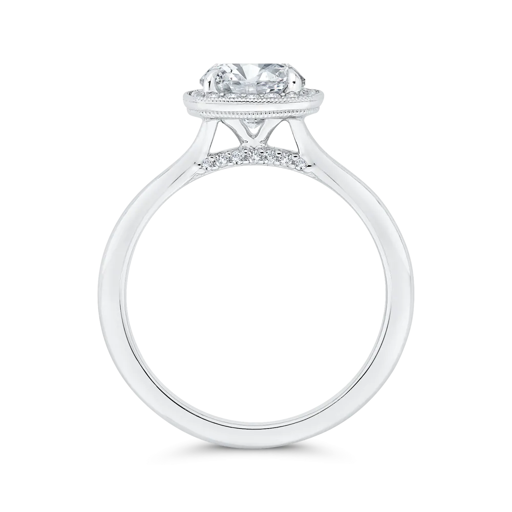 14K White Gold Diamond Halo Engagement Ring (Semi-Mount)