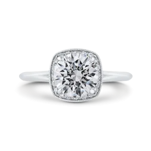 14K White Gold Diamond Halo Engagement Ring (Semi-Mount)