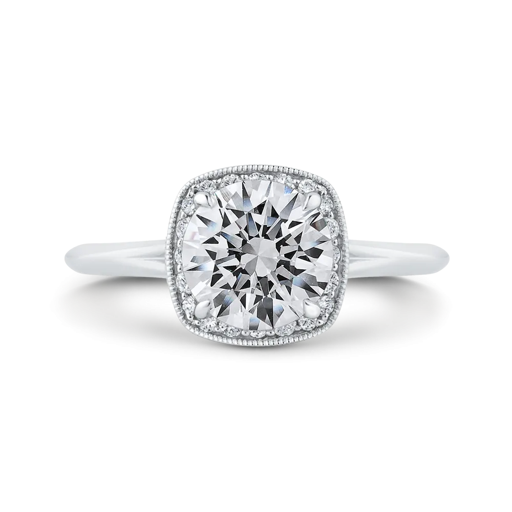14K White Gold Diamond Halo Engagement Ring (Semi-Mount)