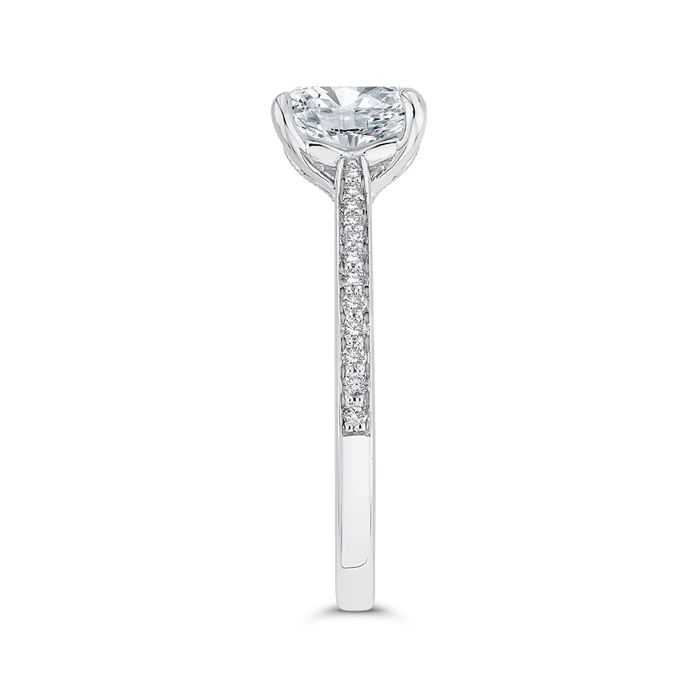14K White Gold Emerald Cut Diamond Engagement Ring (Semi Mount)