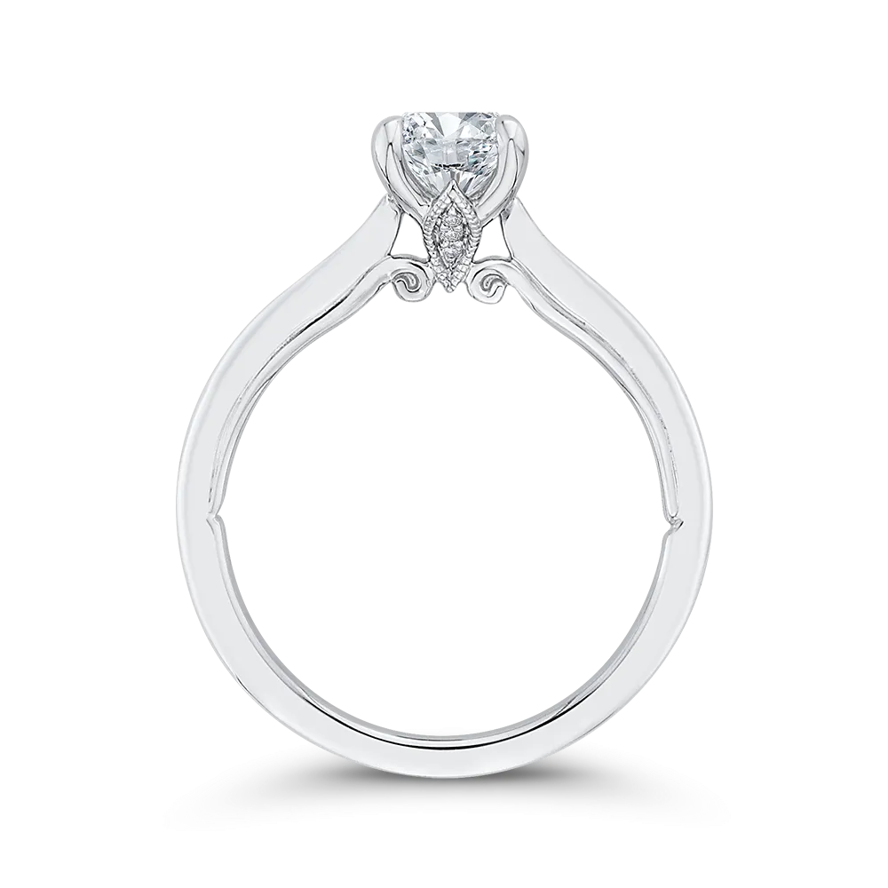 14K White Gold Emerald Cut Diamond Engagement Ring (Semi Mount)