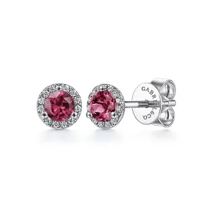 14K White Gold Pink Tourmaline and Diamond Earrings