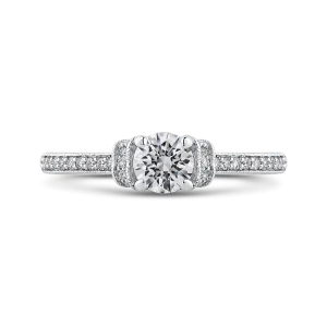 14K White Gold Round Cut Diamond Engagement Ring