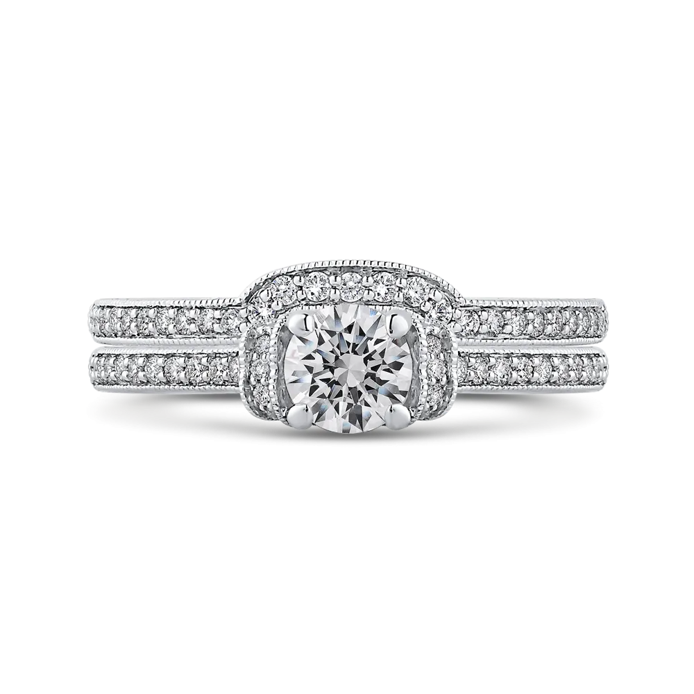 14K White Gold Round Cut Diamond Engagement Ring
