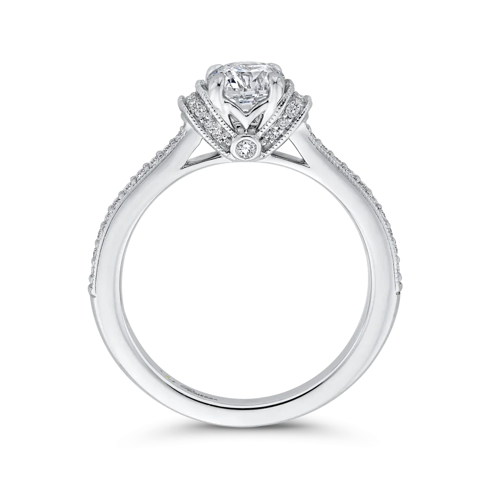 14K White Gold Round Cut Diamond Engagement Ring