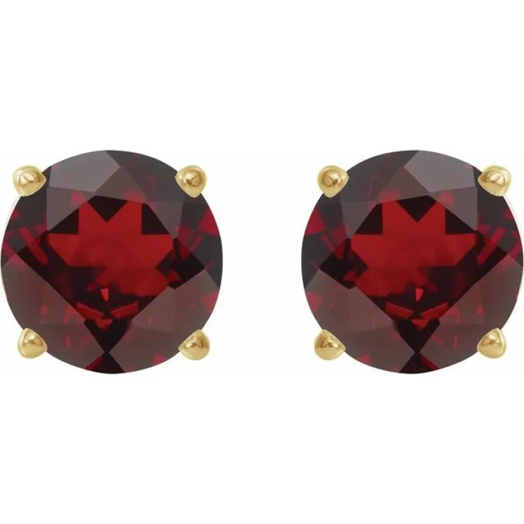 14K Yellow 7 mm Natural Mozambique Garnet Stud Earrings