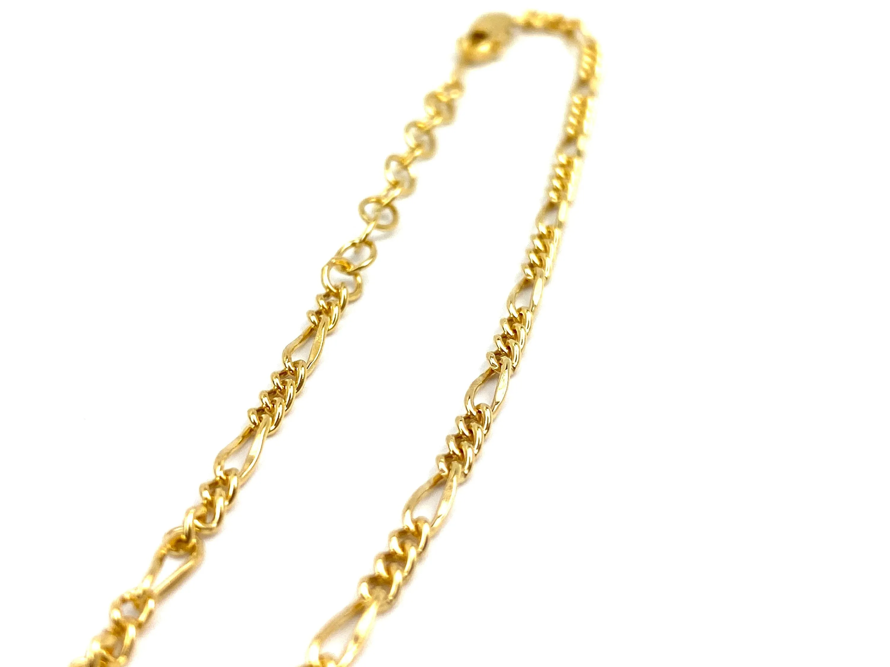 14KGF 6.5 inch 2.2mm Dapped Figaro 3 1 w/ 1 inch extender , Sku#401642665LX