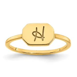 14KY Initial Octagon Signet Ring