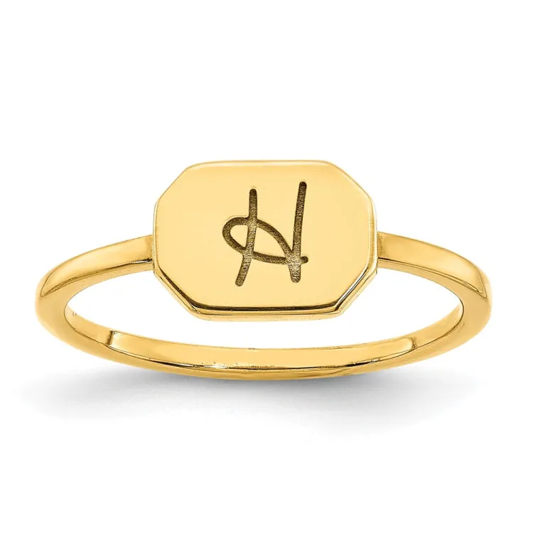 14KY Initial Octagon Signet Ring