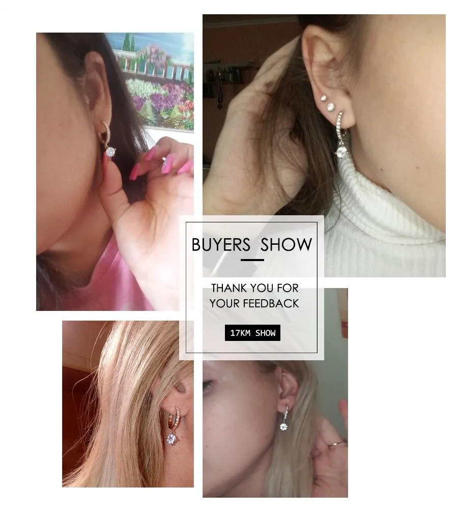 17KM Brincos Geometric Round Crystal Stud Earrings Fashion Gold Color Zircon Pendant Pendiente Earrings For Women Earring Charm