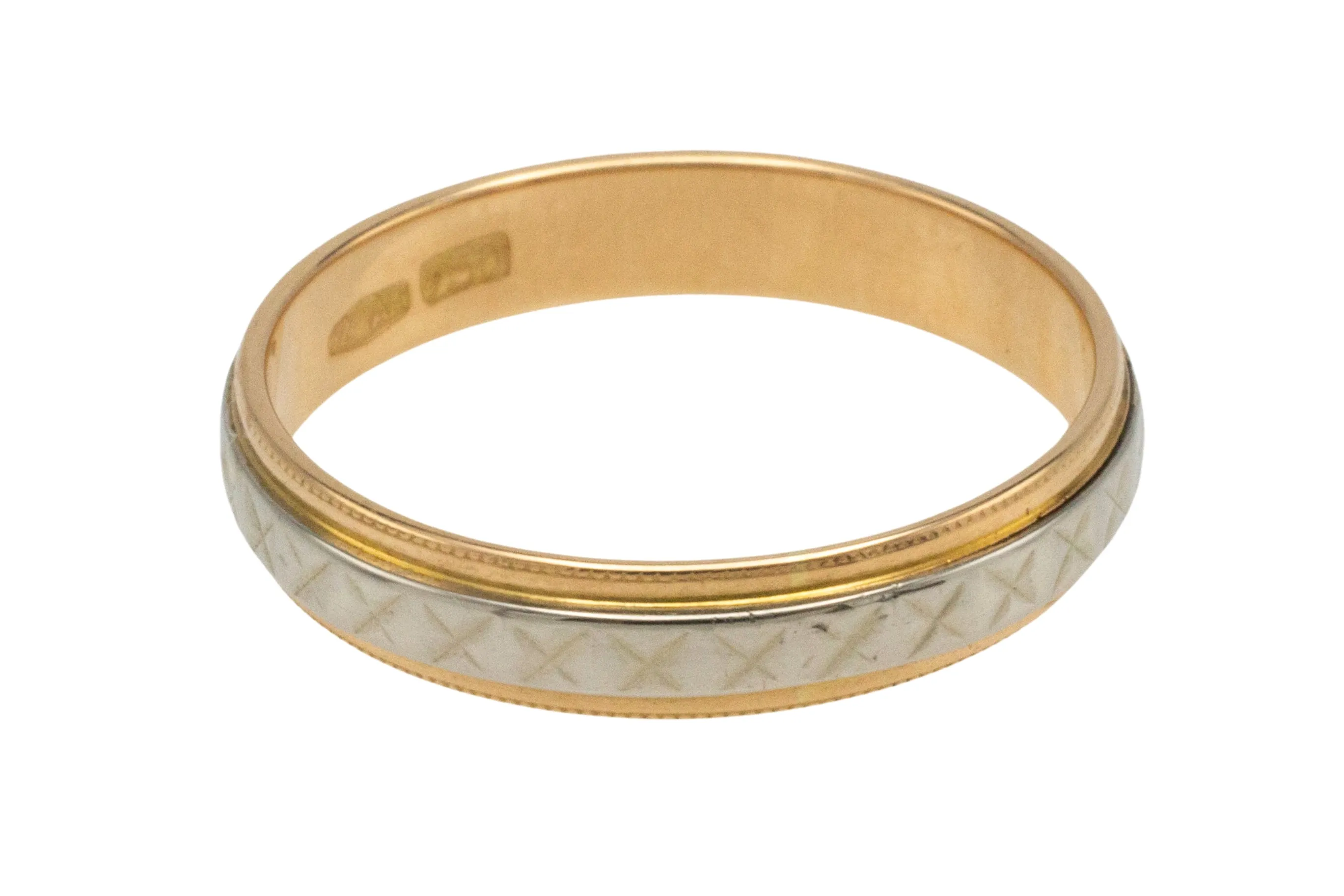 18 carat white and yellow gold band