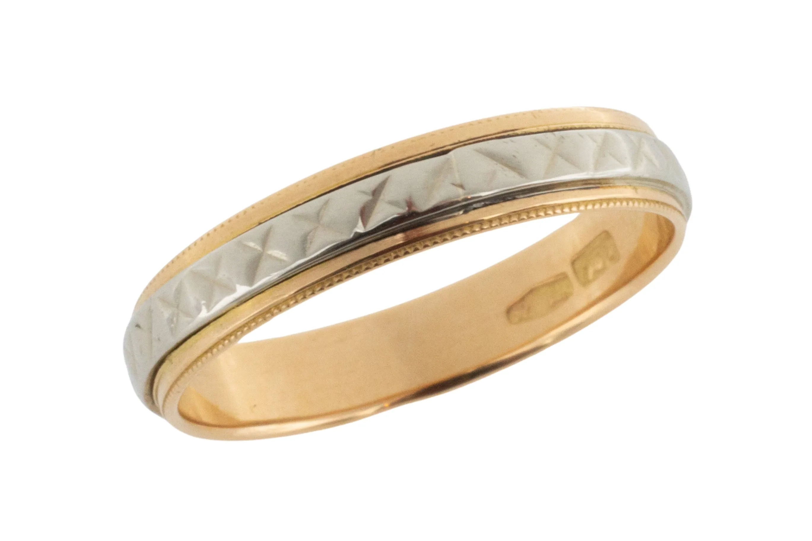 18 carat white and yellow gold band