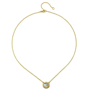 18 Karat Gold Oval Ceylon Moonstone Necklace - 5.83 carats
